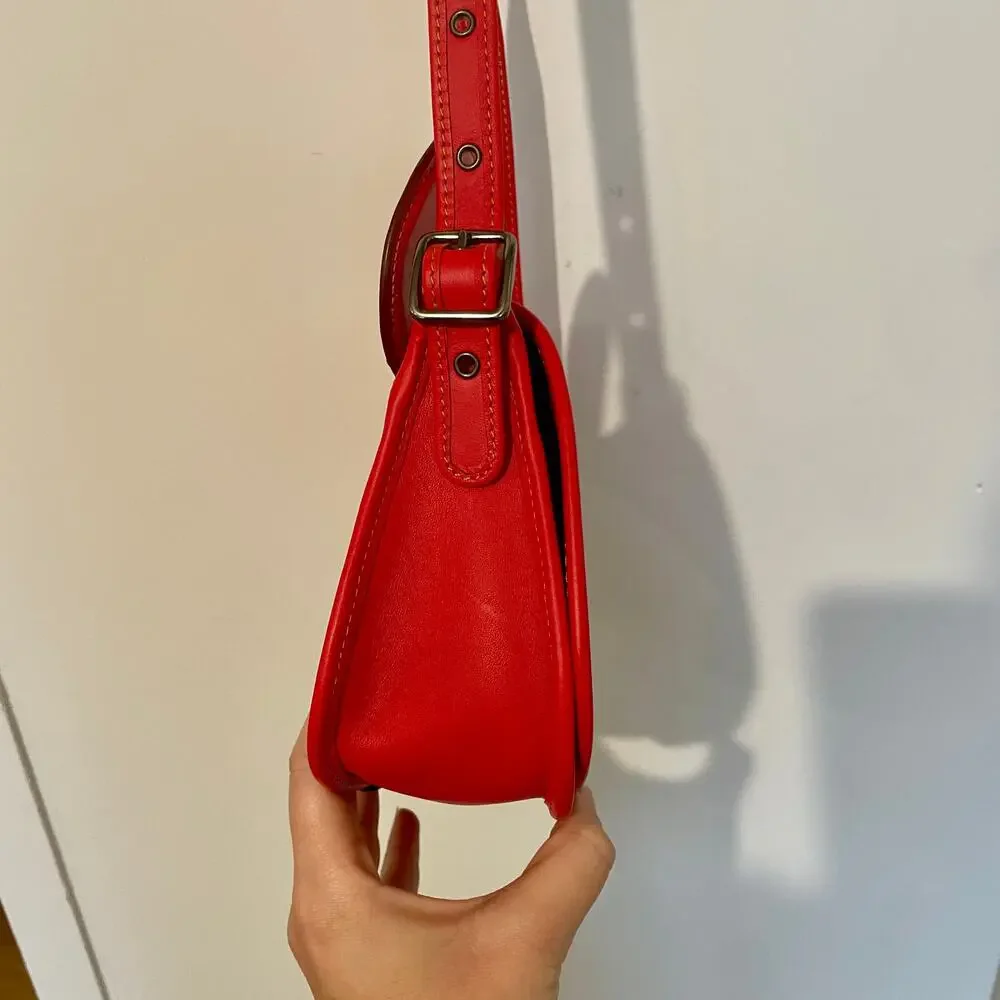 Coach x Disney Red Leather Patricia Saddle Bag Crossbody Mickey Ears